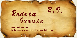 Radeta Ivović vizit kartica